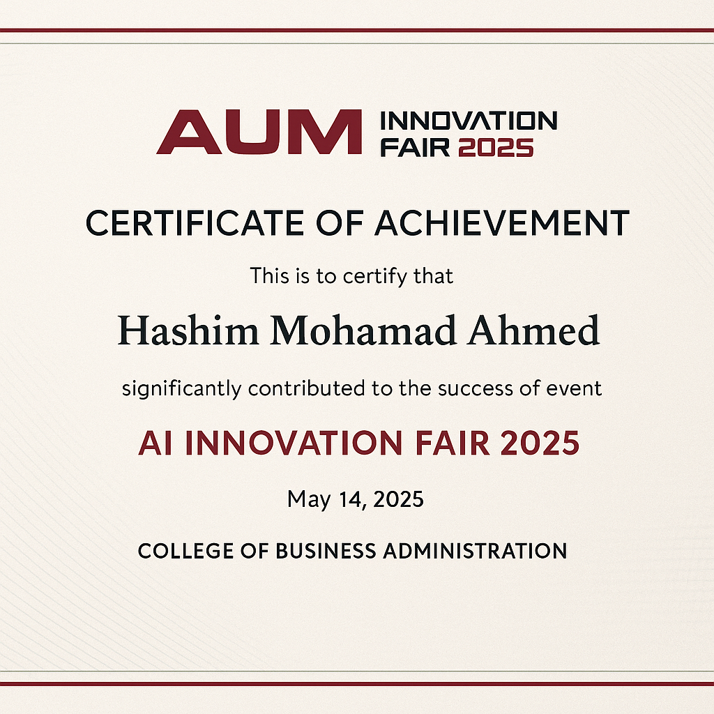 AI Innovation Fair Certificate